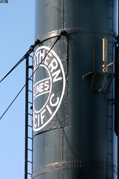 Smokestack of Southern Pacific Lines ferry Berkeley at Maritime Museum. San Diego, CA.