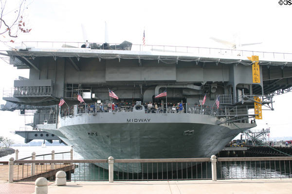 Stern of Midway aircraft carrier. San Diego, CA.