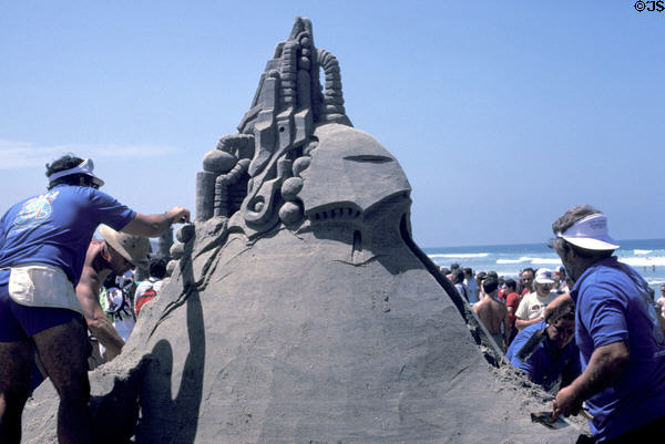 Fantasy figure built for sand sculpting contest at Coronado Island beach. San Diego, CA.