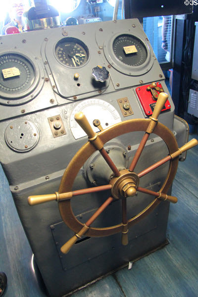 Ship's wheel of Midway aircraft carrier. San Diego, CA.