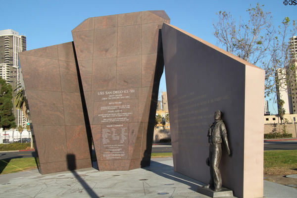 USS San Diego (CL-53) Light Cruiser (1941-46) memorial to WWII record. San Diego, CA.