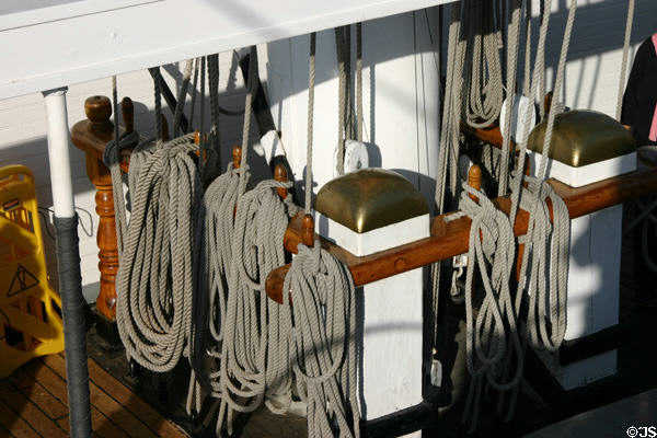 Star of India rigging ropes at Maritime Museum. San Diego, CA.