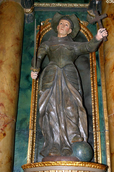 San Juan Capistrano, who preached the crusades, from left side altar of Mission Dolores. San Francisco, CA.