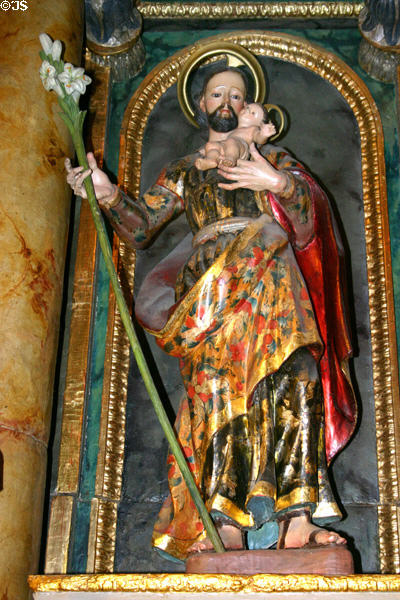 San Jose (St. Joseph), foster father of Jesus & patron of all California missions, from left side altar of Mission Dolores. San Francisco, CA.