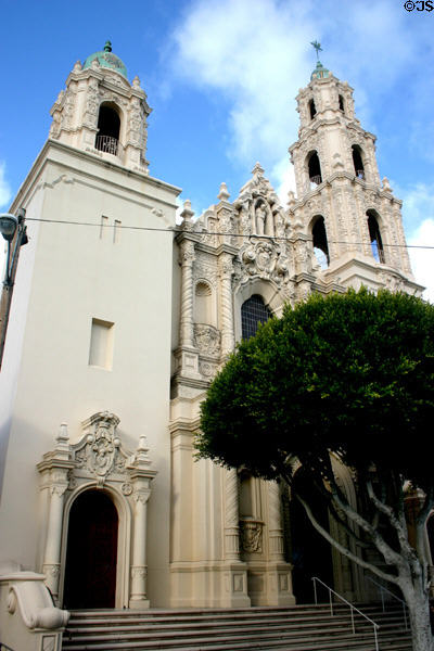 Parish church or Basilica of Mission Dolores (1918). San Francisco, CA. Style: California Mission style. Architect: Frank T. Shea & John O. Lofquist.