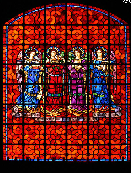 String playing angels in stained glass at Mission Dolores. San Francisco, CA.