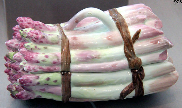 Porcelain asparagus tureen (c1755) from Chelsea, England at Legion of Honor Museum. San Francisco, CA.