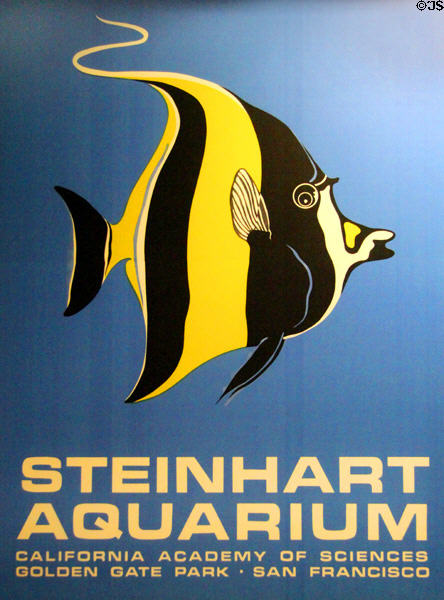 Classic Steinhart Aquarium poster at California Academy of Science. San Francisco, CA.