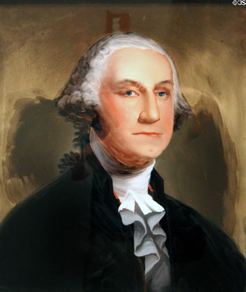 George Washington reverse painting on glass (c1860) by William Matthew Prior at de Young Museum. San Francisco, CA.