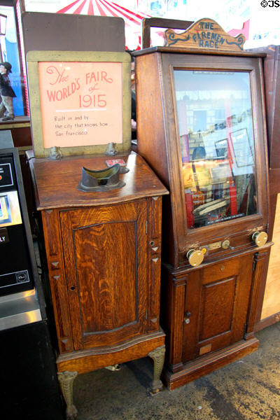Machine showing film of 1915 World's Fair & Firemen Race game at Musée Mécanique. San Francisco, CA.