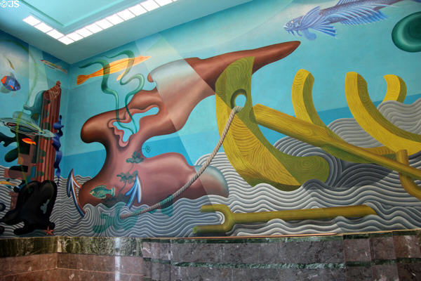 WPA mural with sea theme at National Maritime Museum. San Francisco, CA.