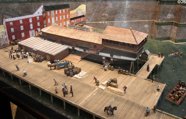 Model of abandoned whaler Niantic converted to Storeship & hotel in 1850 at National Maritime Museum. San Francisco, CA.