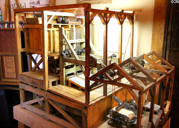 Working model of stamp mill at Mariposa Museum. Mariposa, CA.