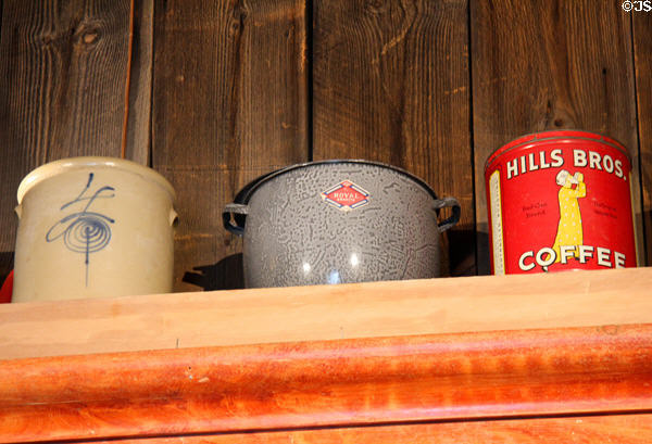 Display of heritage food containers at Mariposa Museum. Mariposa, CA.