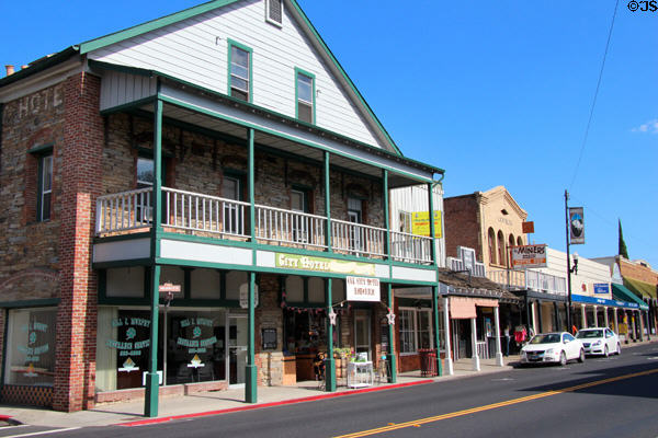 City Hotel (1852) on South Washington St., built of adobe brick & cut stone. Sonora, CA.