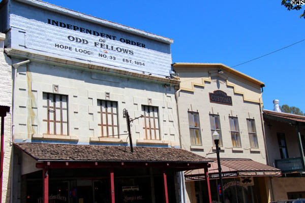 Independent Order of ODD Fellows, Hope Lodge building (1887) in Angels Camp. Angels Camp, CA.