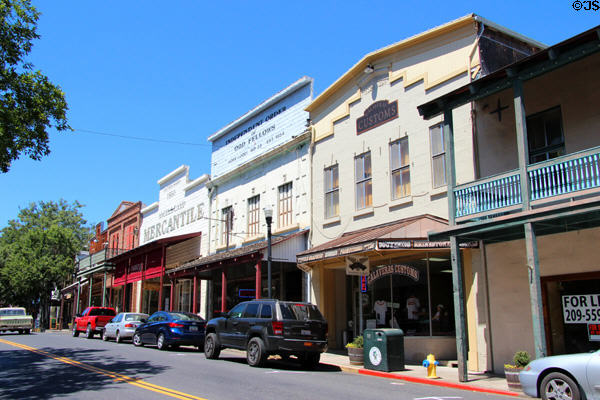 Otto Dolling building (1893) site of former Angels Hotel where Twain first heard jumping frog story on Main St. Angels Camp, CA.