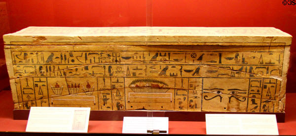Middle Kingdom coffin of Lady Mesehti of Asyut at Rosicrucian Egyptian Museum. San Jose, CA.