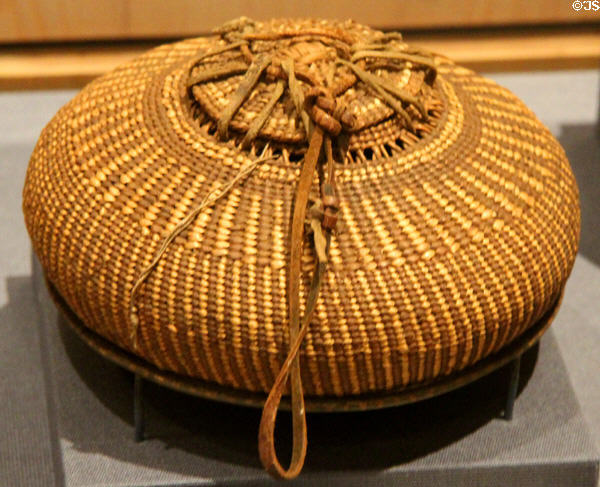 Klamath River native tobacco basket at Oakland Museum of California. Oakland, CA.