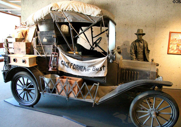 California or Bust car from Great Depression at Oakland Museum of California. Oakland, CA.