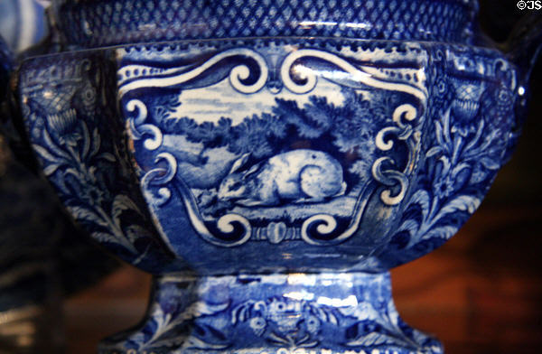 Blue porcelain with rabbit at Byers-Evans House. Denver, CO.