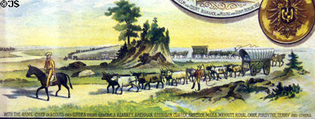 Cody with the Army, Chief of Scouts & Guides under Generals Kearney, Sherman, Sheridan, Custer, Hancock, Miles, Merrit, Royal, Carr, Forsythe, Terry & others on Cody Scenes of Life poster. CO.