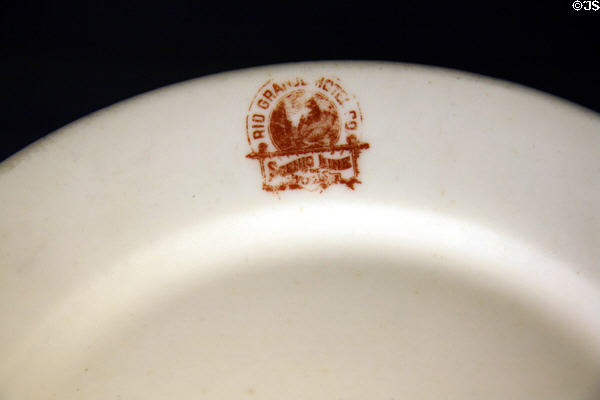Rio Grande Hotel Co. dinner plates at Colorado Railroad Museum. CO.