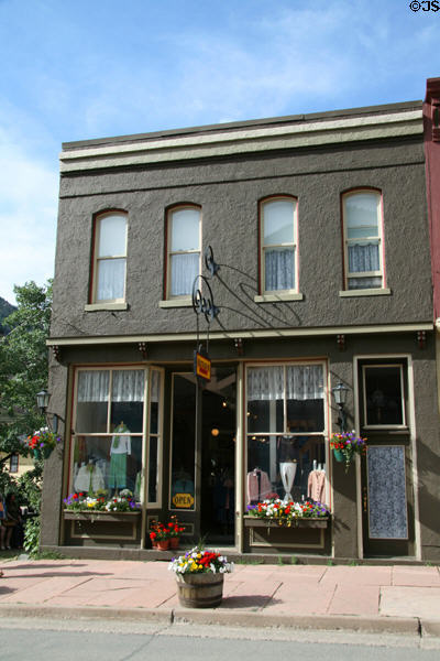 Commercial building with flowers on 6th Street. Georgetown, CO.