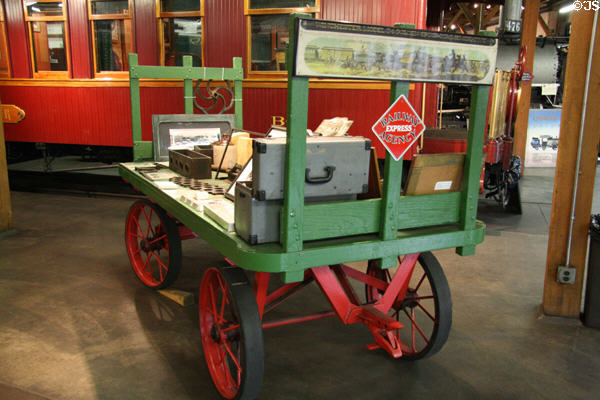 Railway Express Agency baggage cart in Durango & Silverton Railroad Museum. Durango, CO.