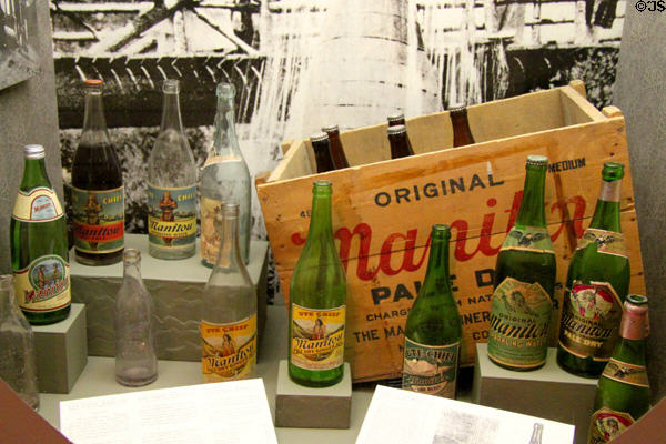 Manitou carbonated drink bottles at Colorado Springs Pioneers Museum. Colorado Springs, CO.