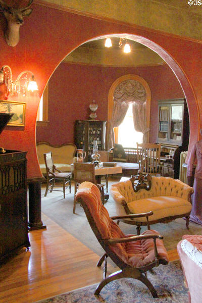 Drawing room with Byzantine arch at Miramont Castle. Manitou Springs, CO.