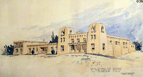 Morley Store drawing by Architects Isaac Hamilton Rapp & William M. Rapp at Santa Fe Trail Museum. Trinidad, CO.
