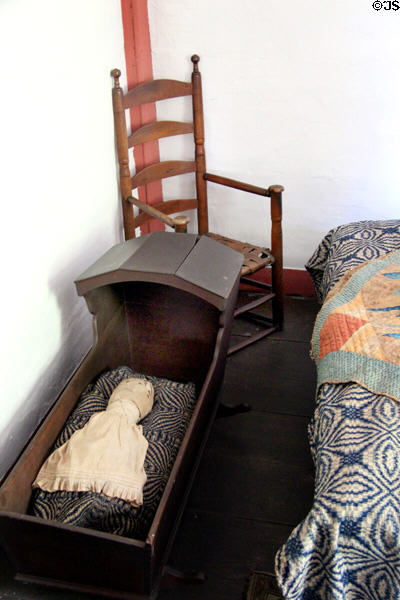 Hooded cradle at Hyland House. Guilford, CT.