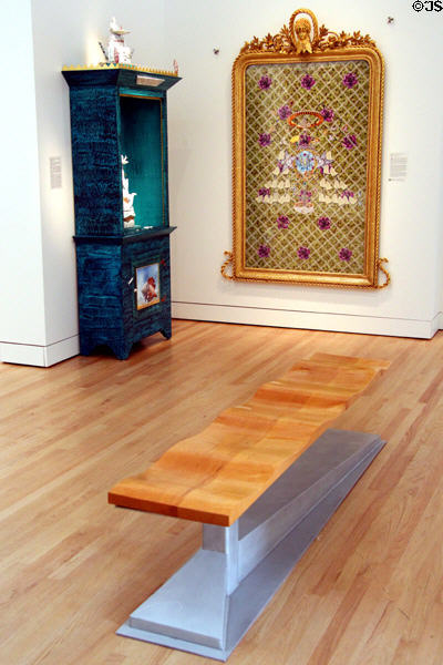 Modern gallery with cantilevered bench at New Britain Museum of American Art. New Britain, CT.