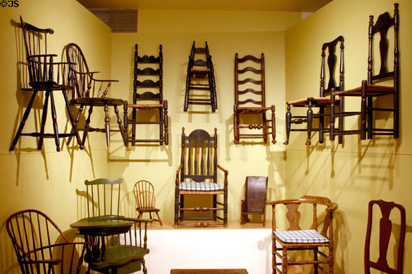 Collection of American chairs in Yale Art Gallery. New Haven, CT.