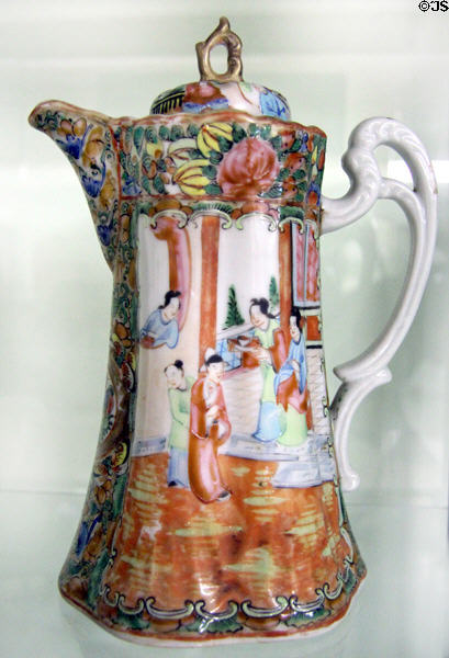 Porcelain chocolate pot from Japan at Judson House. Stratford, CT.