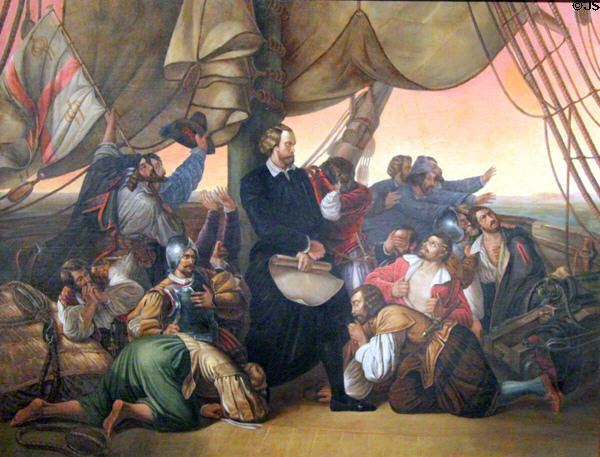 In Sight of the New World painting (1853) by Peter Kohlbeck at Knights of Columbus Museum. New Haven, CT.