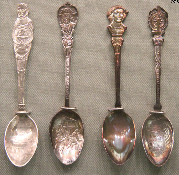 Souvenir Columbus spoons from Chicago World Columbian Exposition (1893) at Knights of Columbus Museum. New Haven, CT.