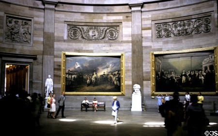 Paintings on walls of Capitol rotunda. Washington, DC.