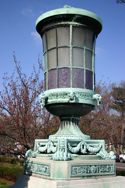 Mayan motif lamp in front of OAS building. Washington, DC.