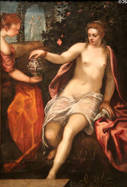 Susanna painting (c1575) by Jacopo Tintoretto of Venice at National Gallery of Art. Washington, DC.