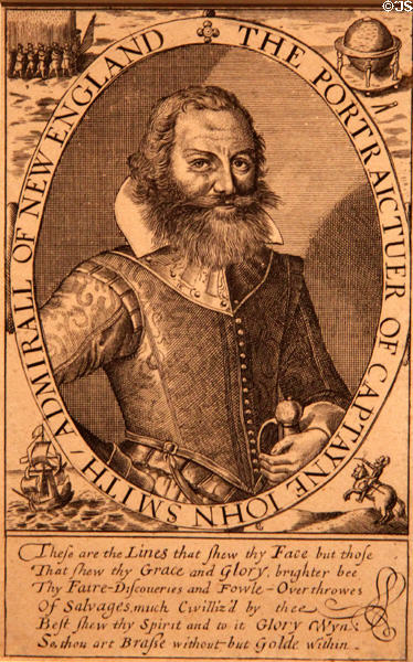 John Smith engraving (c1617) by unknown after Simon Van De Passe at National Portrait Gallery. Washington, DC.