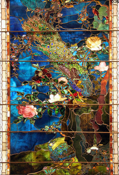 Peacocks & Peonies stained glass window (1882) by John La Farge at Smithsonian American Art Museum. Washington, DC.