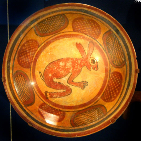 Mayan ceramic rabbit bowl (550-950) from Campeche, Mexico at National Museum of the American Indian. Washington, DC.
