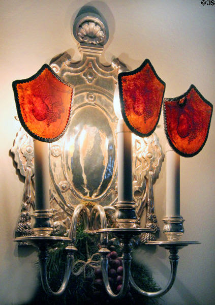 Silver wall sconce original to house at Woodrow Wilson House. Washington, DC.