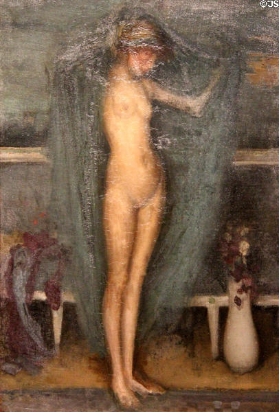 Harmony in Blue & Gold: The Little Blue Girl painting (1894-1903) by James McNeil Whistler at Smithsonian Freer Gallery of Art. Washington, DC.