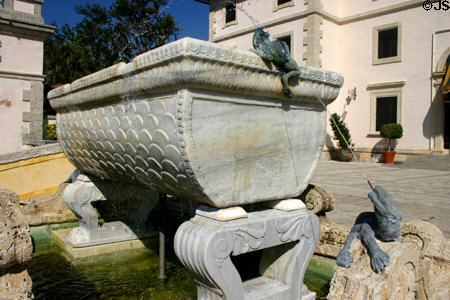 Frog fountain in Garden of Vizcaya Museum. Miami, FL.
