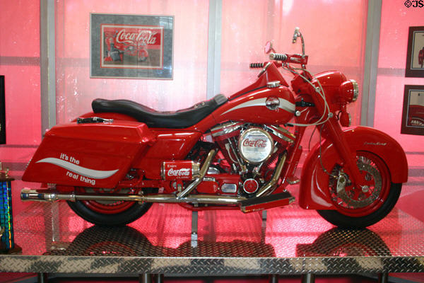 Coca-Cola themed motorcycle at Coca-Cola Museum. Atlanta, GA.