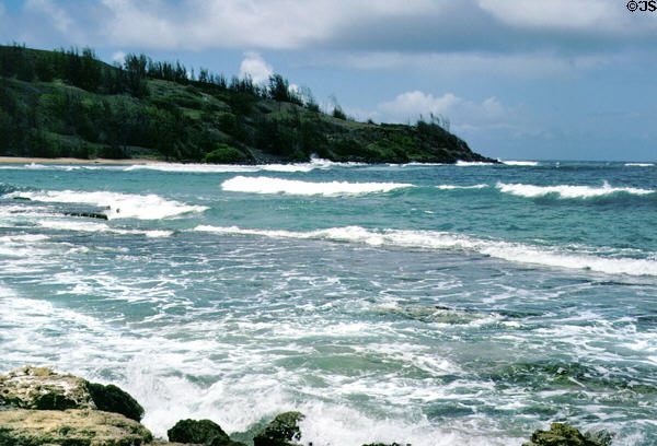 Tide comes in at Maloaa Bay. Kauai, HI.