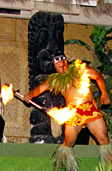 Fire dancer at Paradise Cove Luau. Oahu, HI.